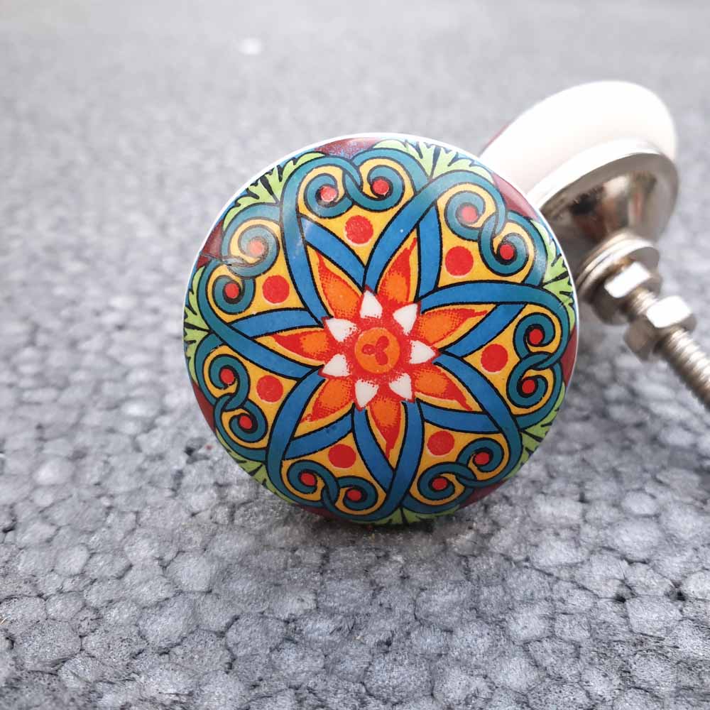 Multi Coloured Ceramic Door / Drawer Knob  Hooks Knobs 