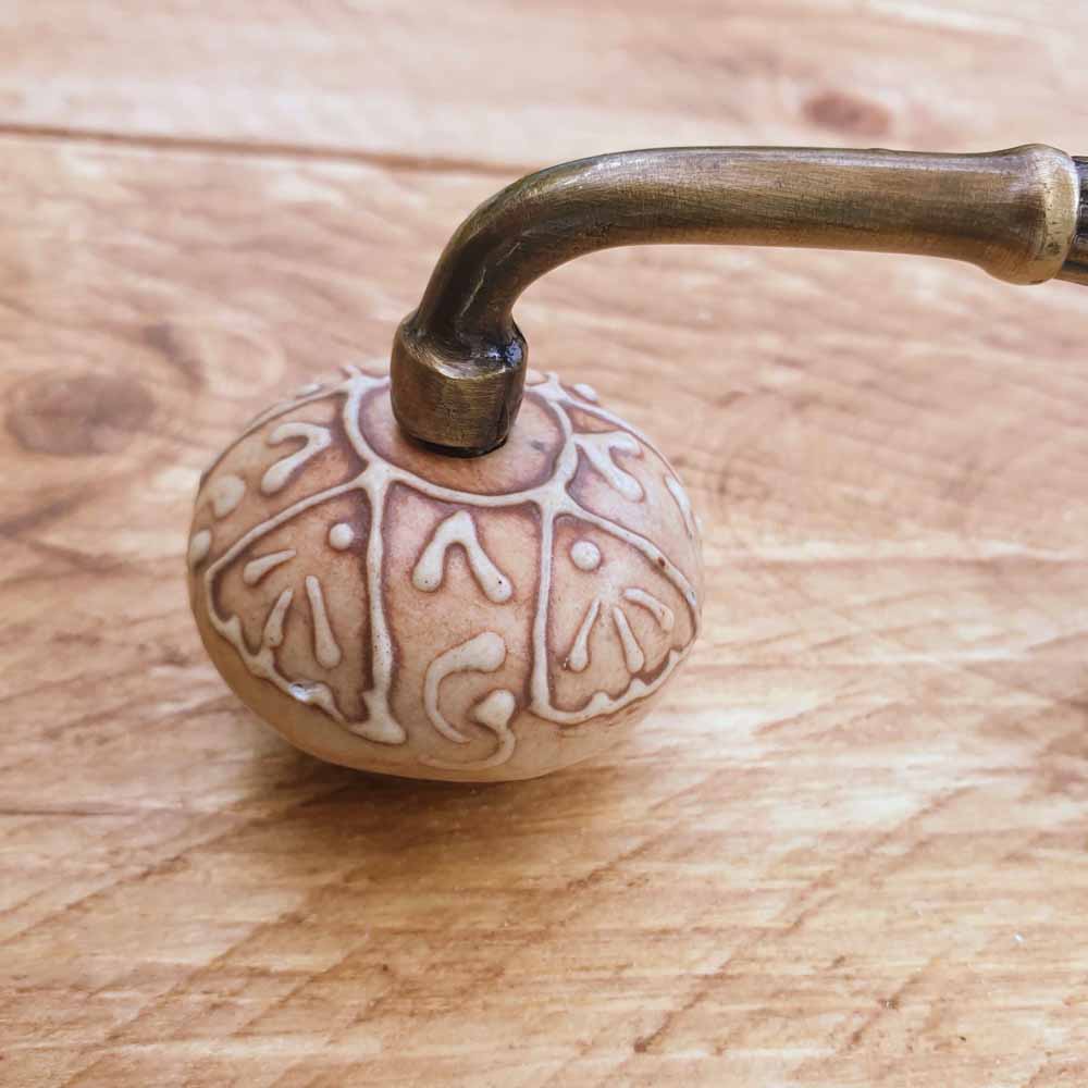 Embossed Ceramic Knobs Cabinet Door Handle  Hooks Knobs 
