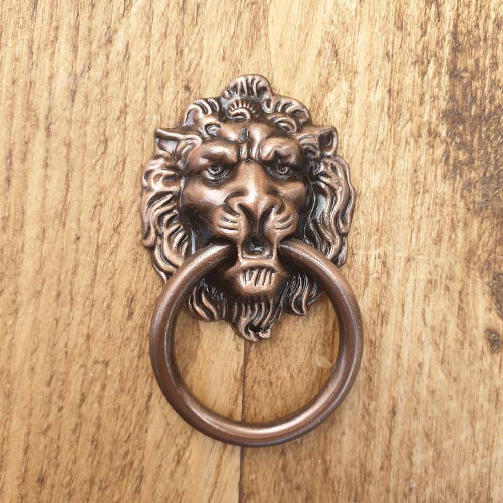 Lion Metal Ring Pull Handle - 2 colours available  Hooks Knobs 