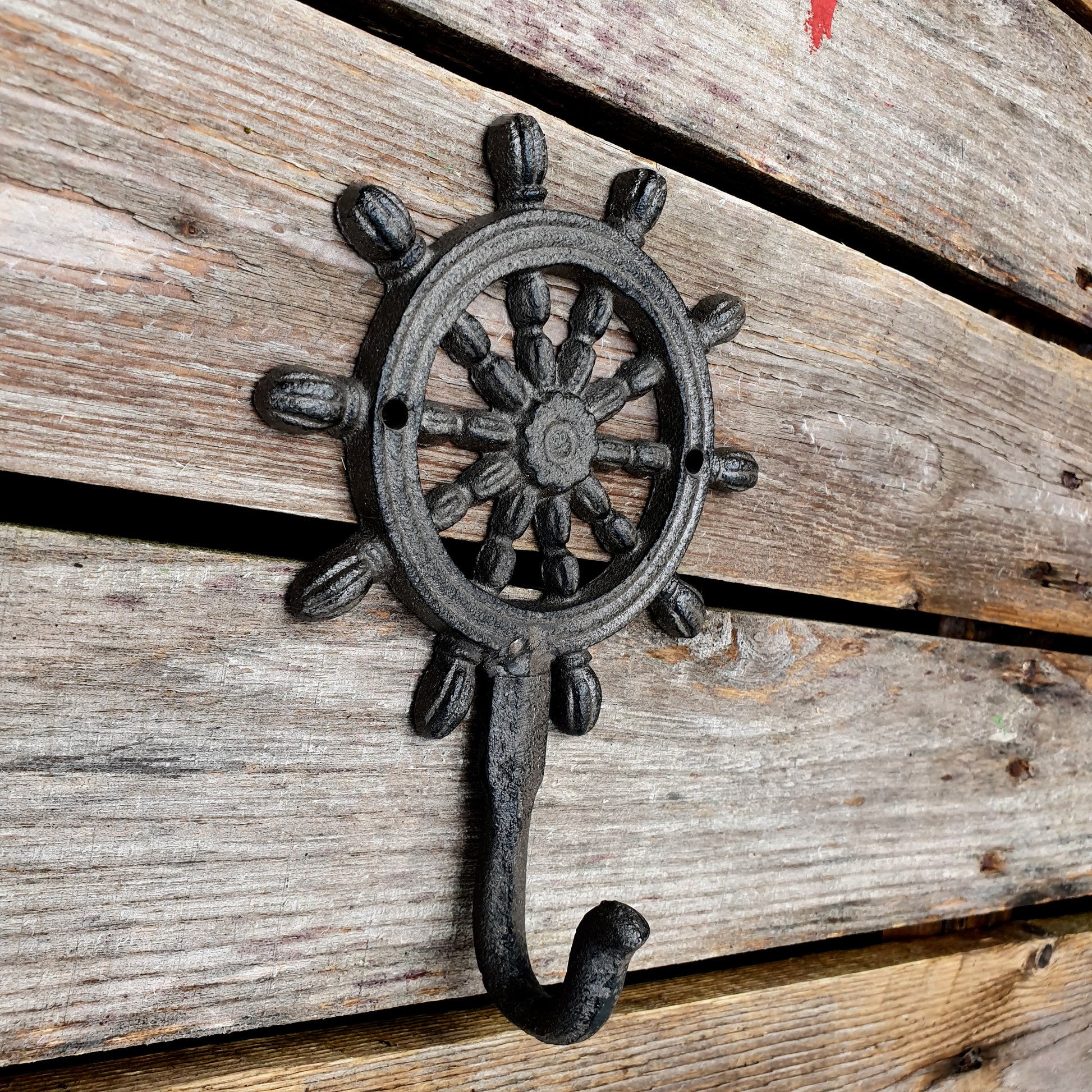 Cast Iron Ships Wheel Single Hook  Hooks Knobs 