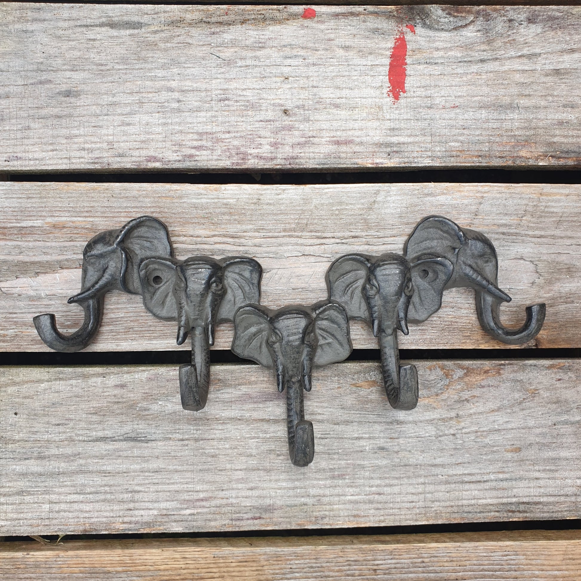 Cast Iron 5 Elephant Head / Trunk Hook  Hooks Knobs 