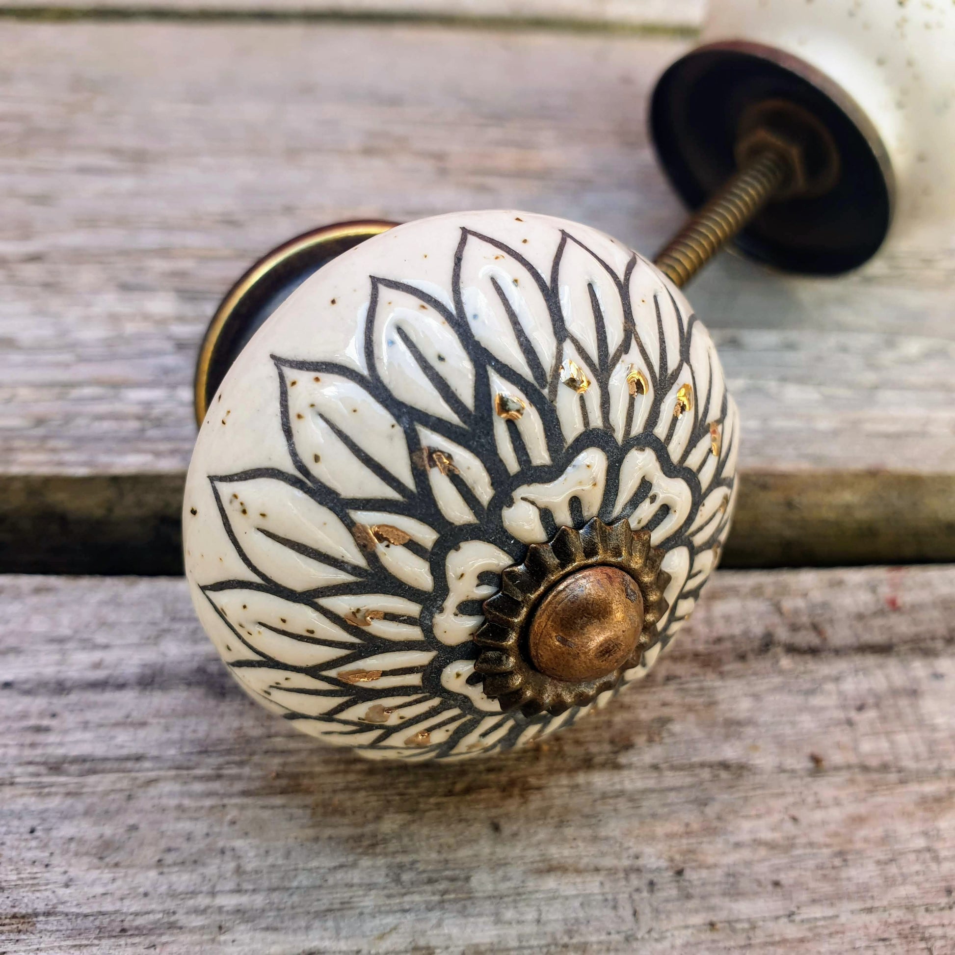 Rustic Gold & Cream Ceramic Door / Drawer Knobs  Hooks Knobs 