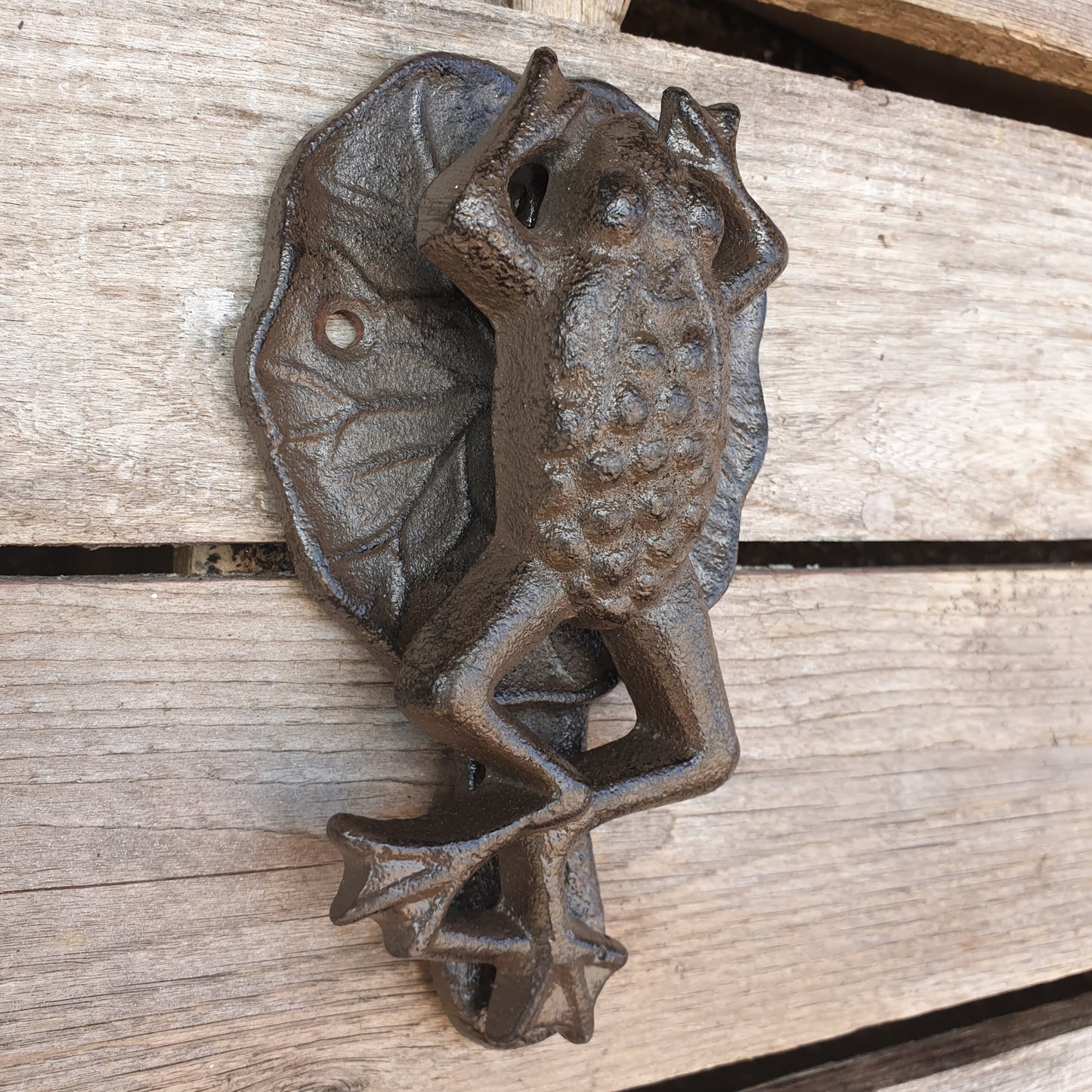 Cast Iron Door Knocker - Frog on Lily Pad  Hooks Knobs 