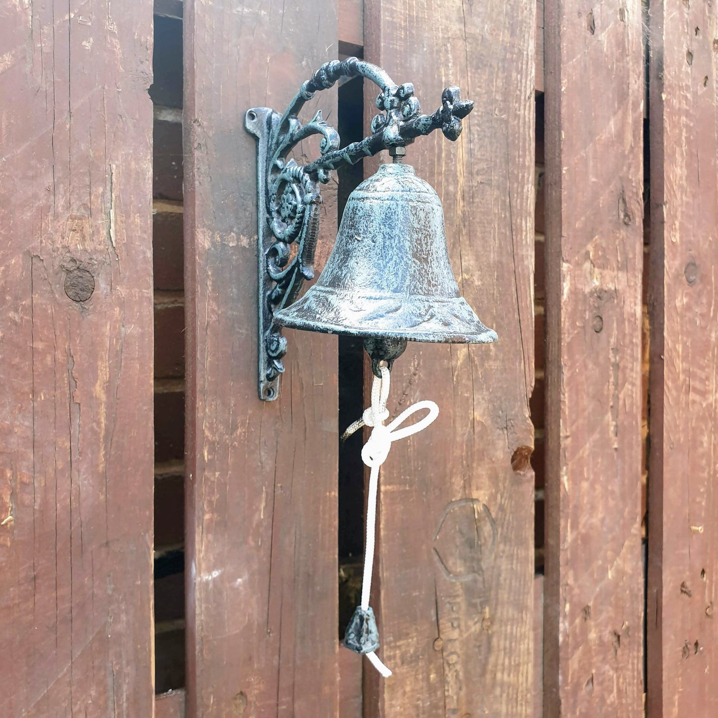 Cast Iron Wall Bell - Verdigris  Hooks Knobs 