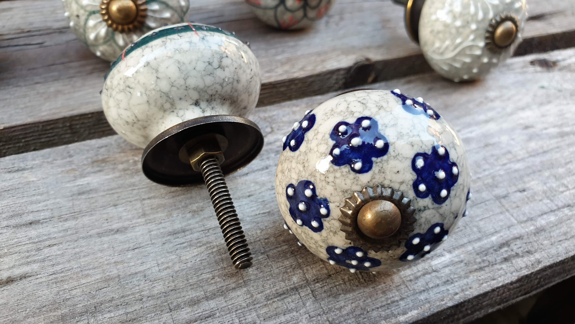 Embossed Ceramic Door / Drawer Knobs  Hooks Knobs 