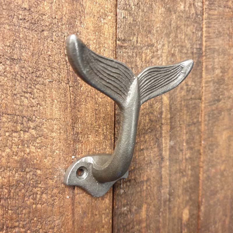 Cast Iron Whale Tail Single Hook - Detailed  Hooks Knobs 
