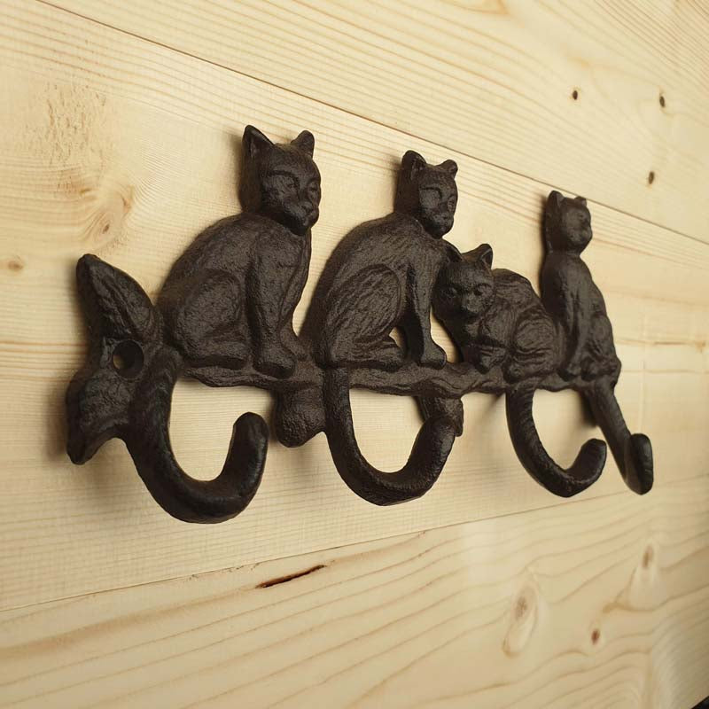 Cast Iron Cat Wall Hook  Hooks Knobs 