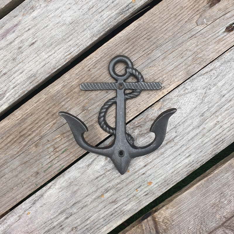 Cast Iron Anchor Hook - Rope Design  Hooks Knobs 