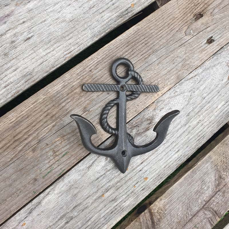 Cast Iron Anchor Hook - Rope Design  Hooks Knobs 