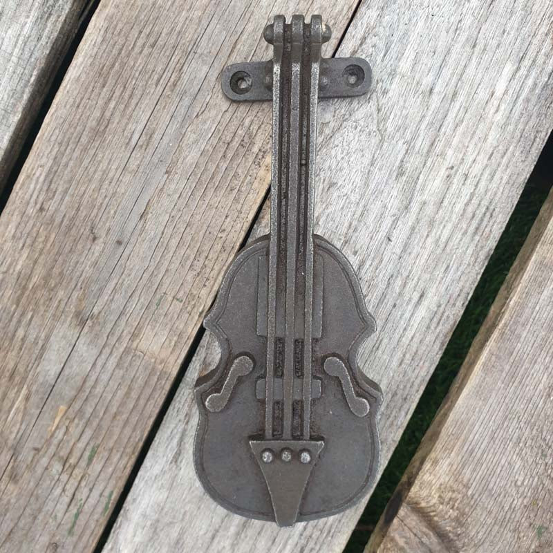 Cast Iron Door Knocker - Violin  Hooks Knobs 