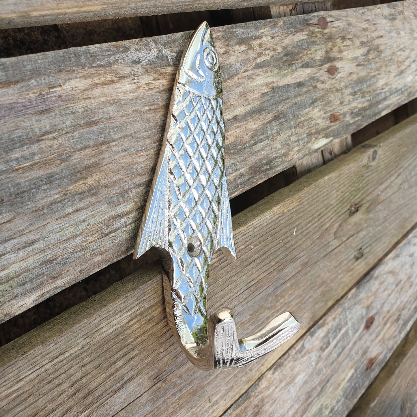 Fish Single Hook - Chrome  Hooks Knobs 