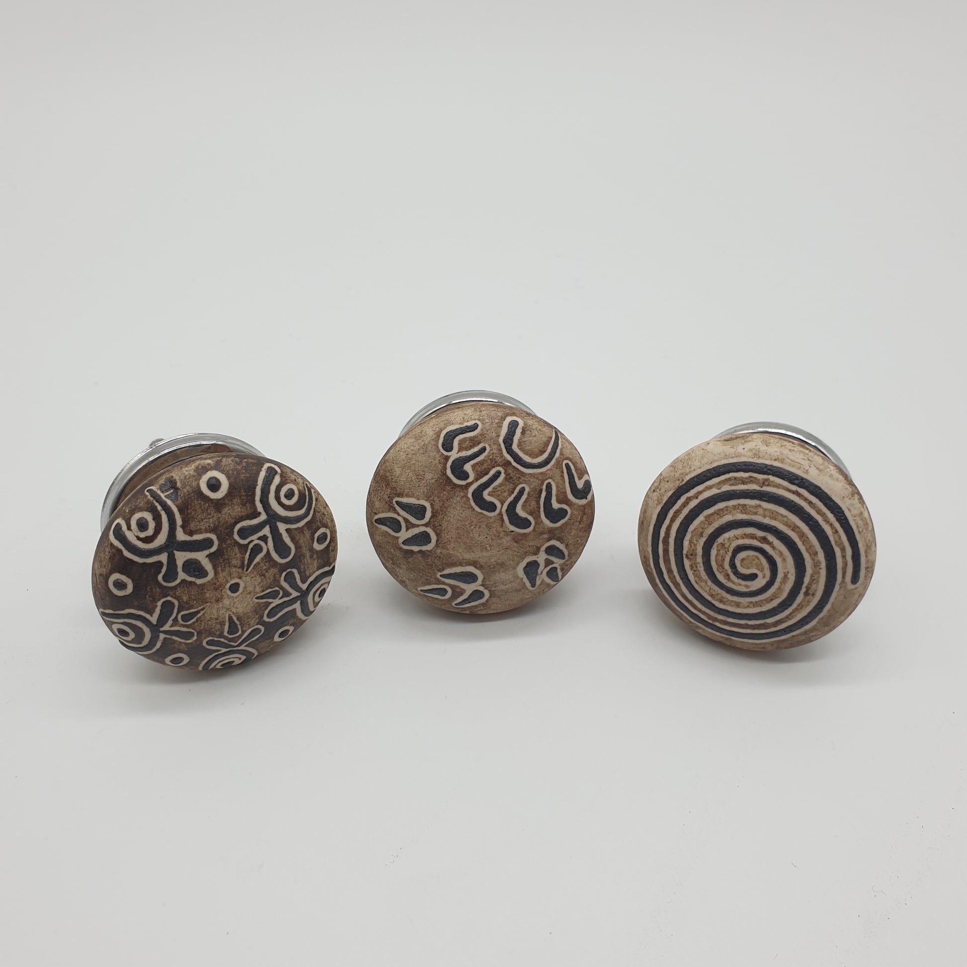 Ceramic Door / Drawer Knobs - Set of 3  Hooks Knobs 