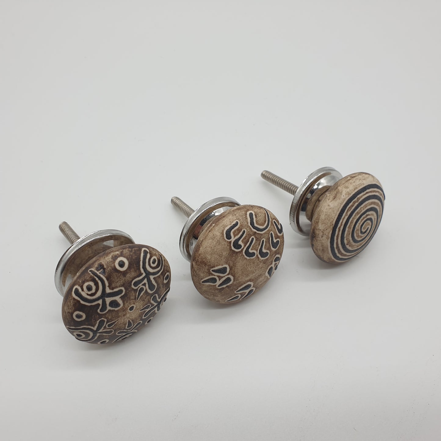 Ceramic Door / Drawer Knobs - Set of 3  Hooks Knobs 