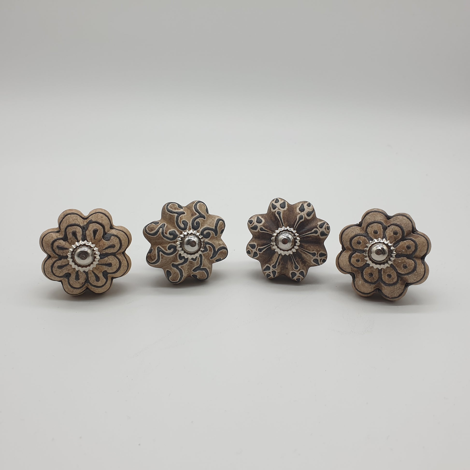 Pumpkin Ceramic Door / Drawer Knobs - Set of 4  Hooks Knobs 
