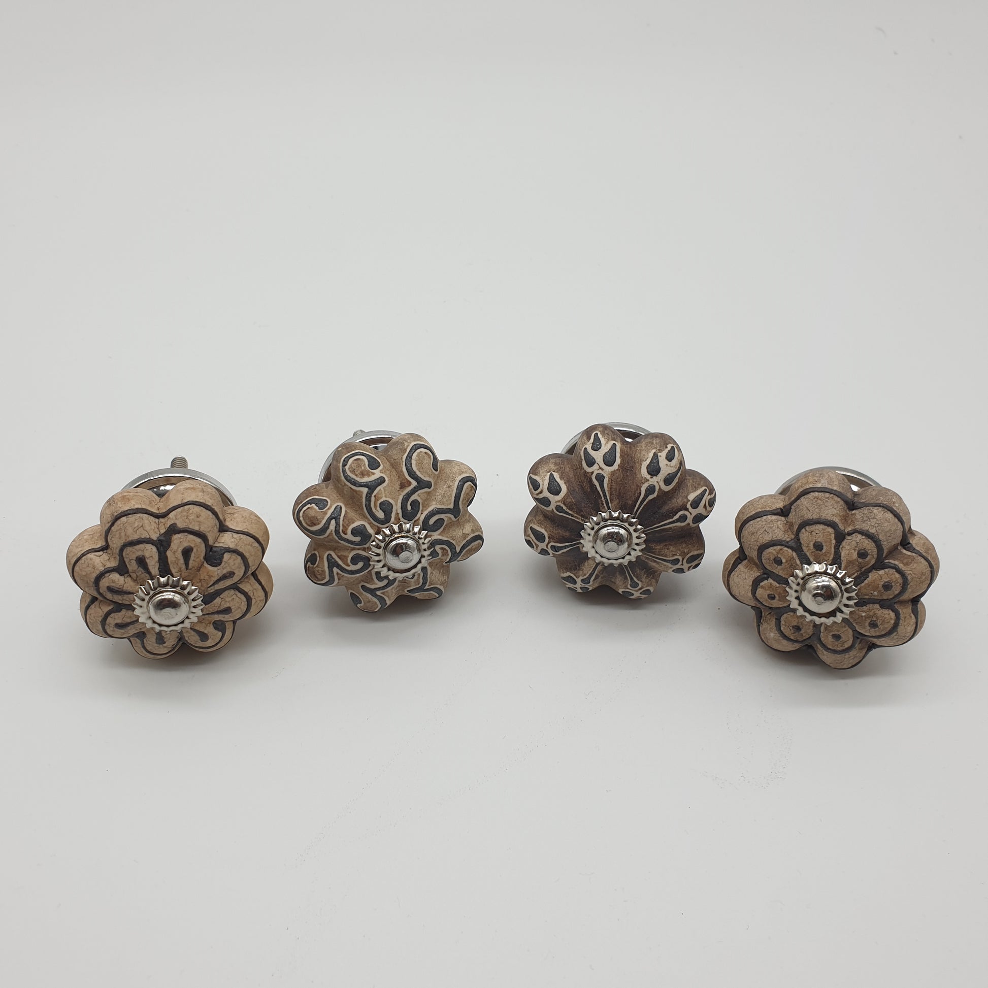 Pumpkin Ceramic Door / Drawer Knobs - Set of 4  Hooks Knobs 