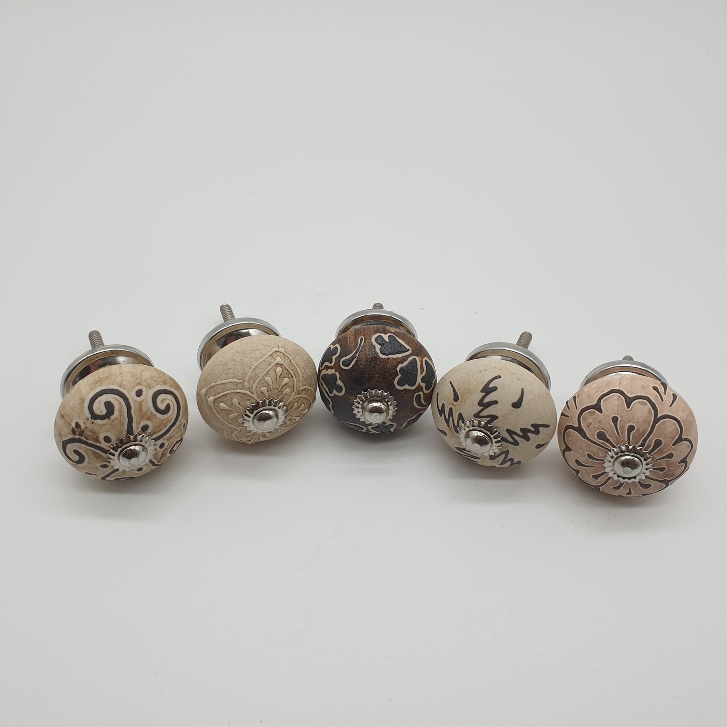 Ceramic Door / Drawer Knobs - Set of 5  Hooks Knobs 
