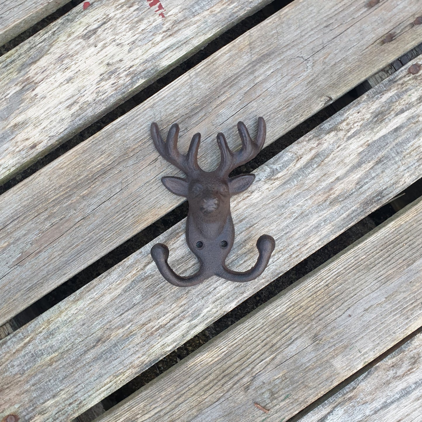 Cast Iron Stag Head Double Hook  Hooks Knobs 