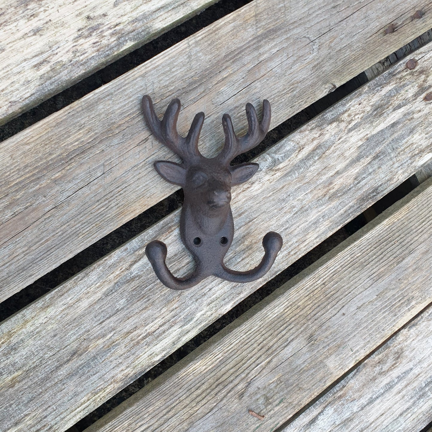 Cast Iron Stag Head Double Hook  Hooks Knobs 