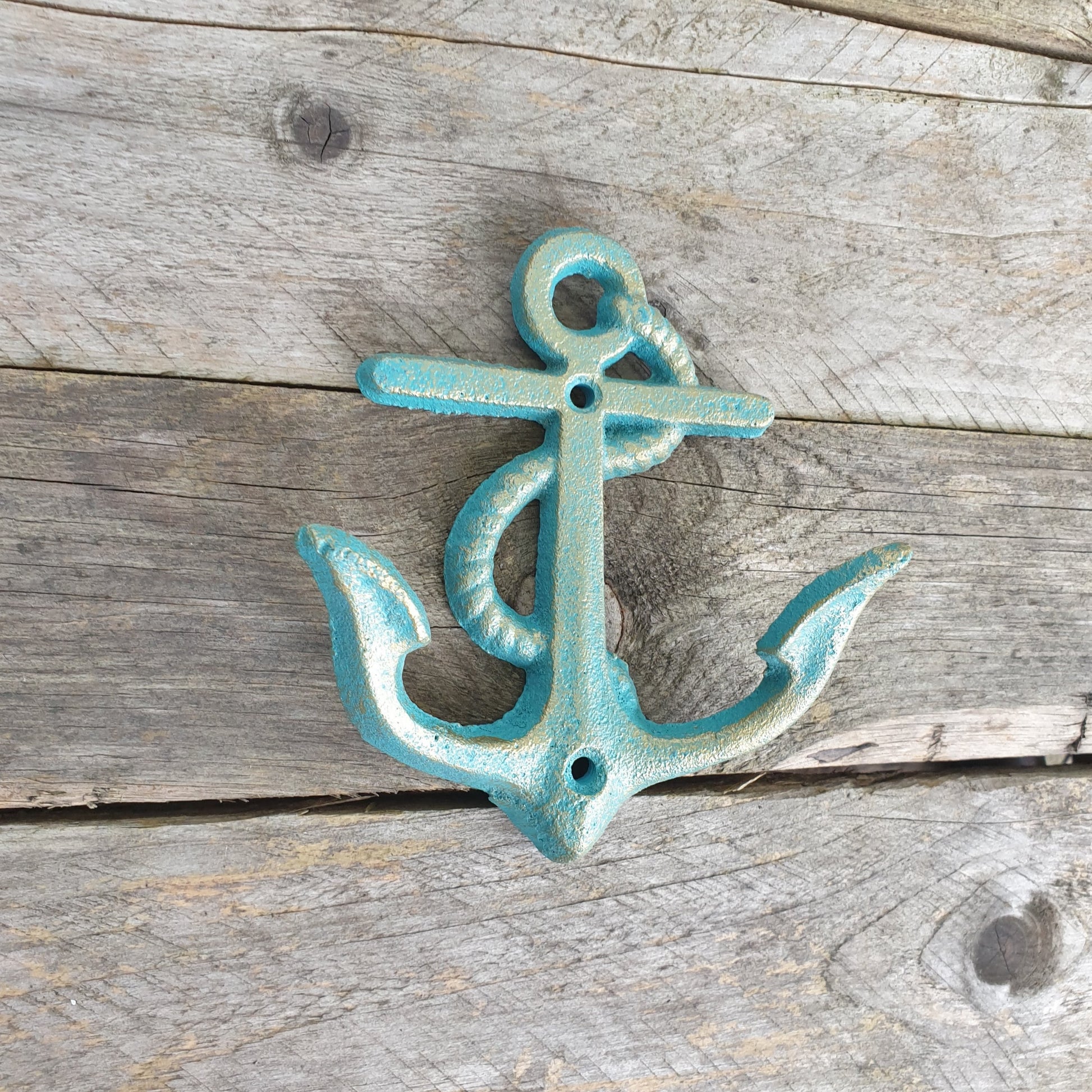 Cast Iron Turquoise Anchor Hook  Hooks Knobs 