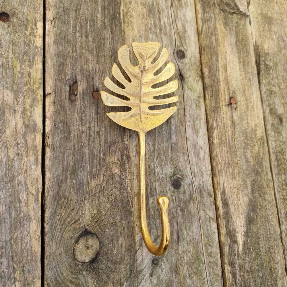Leaf Wall Hook - Gold Hooks Knobs