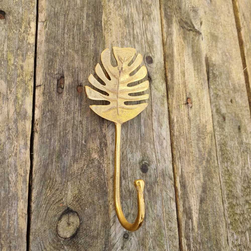 Leaf Wall Hook - Gold Hooks Knobs