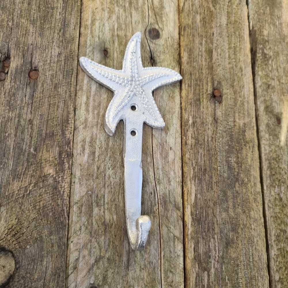 Starfish Wall Hook - Silver finish Hooks Knobs