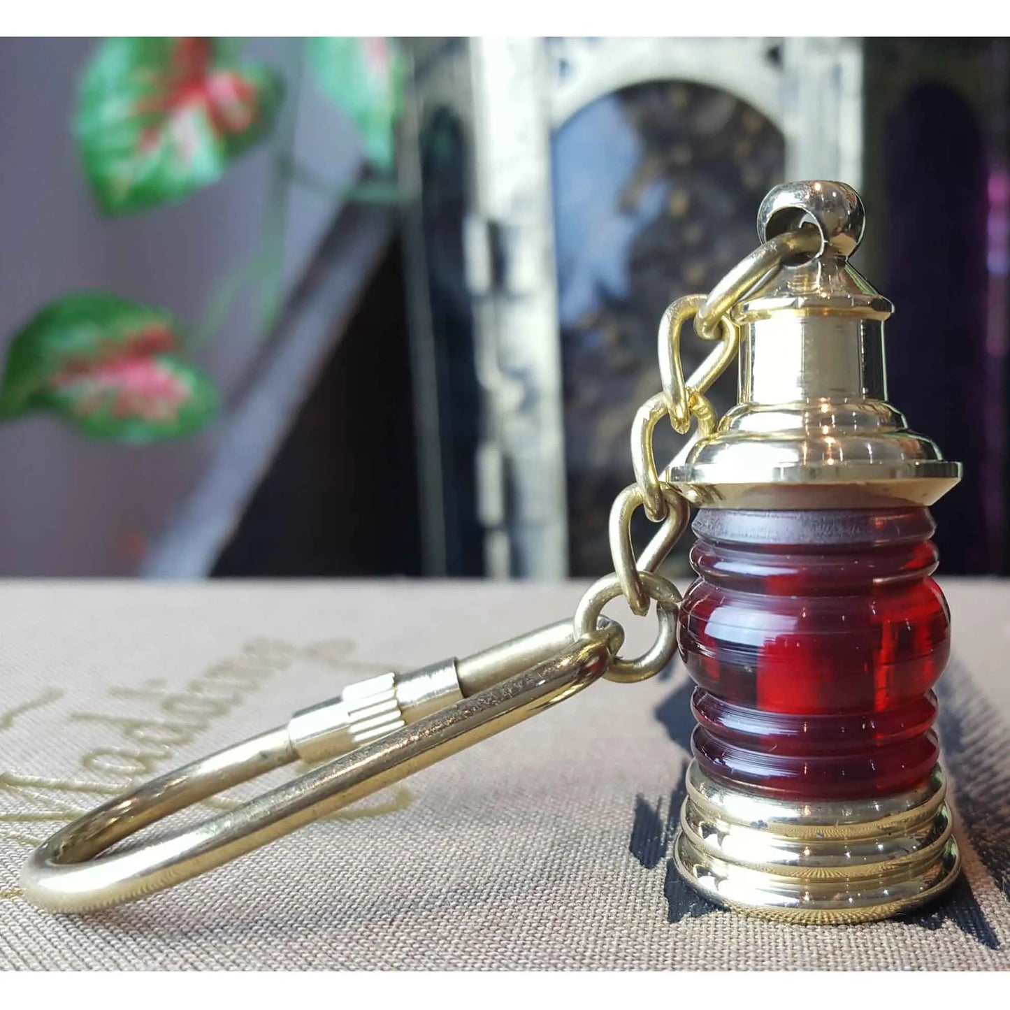 Coloured Lantern Solid Brass Nautical Keyring  Hooks Knobs 