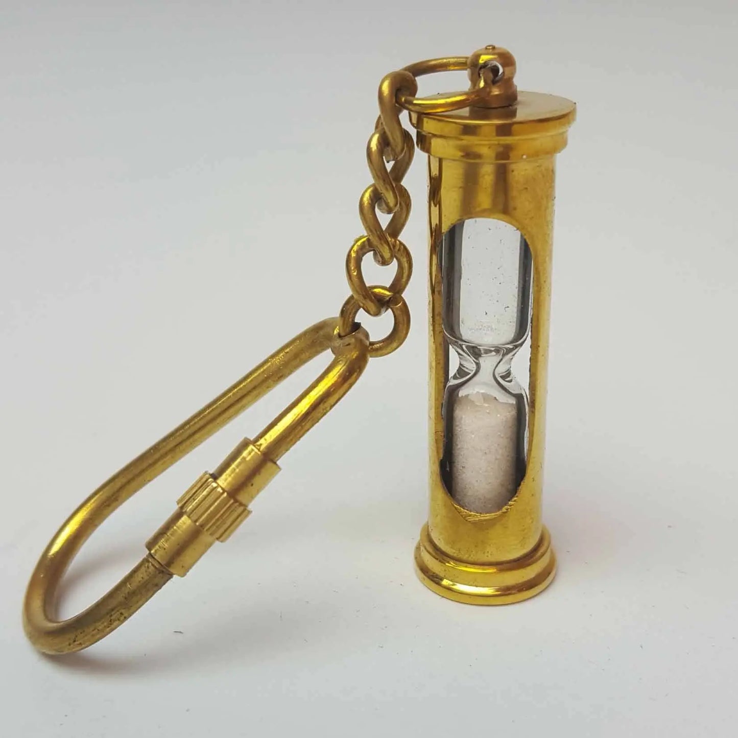 Sand Timer Hour Glass Solid Brass Nautical Keyring  Hooks Knobs 