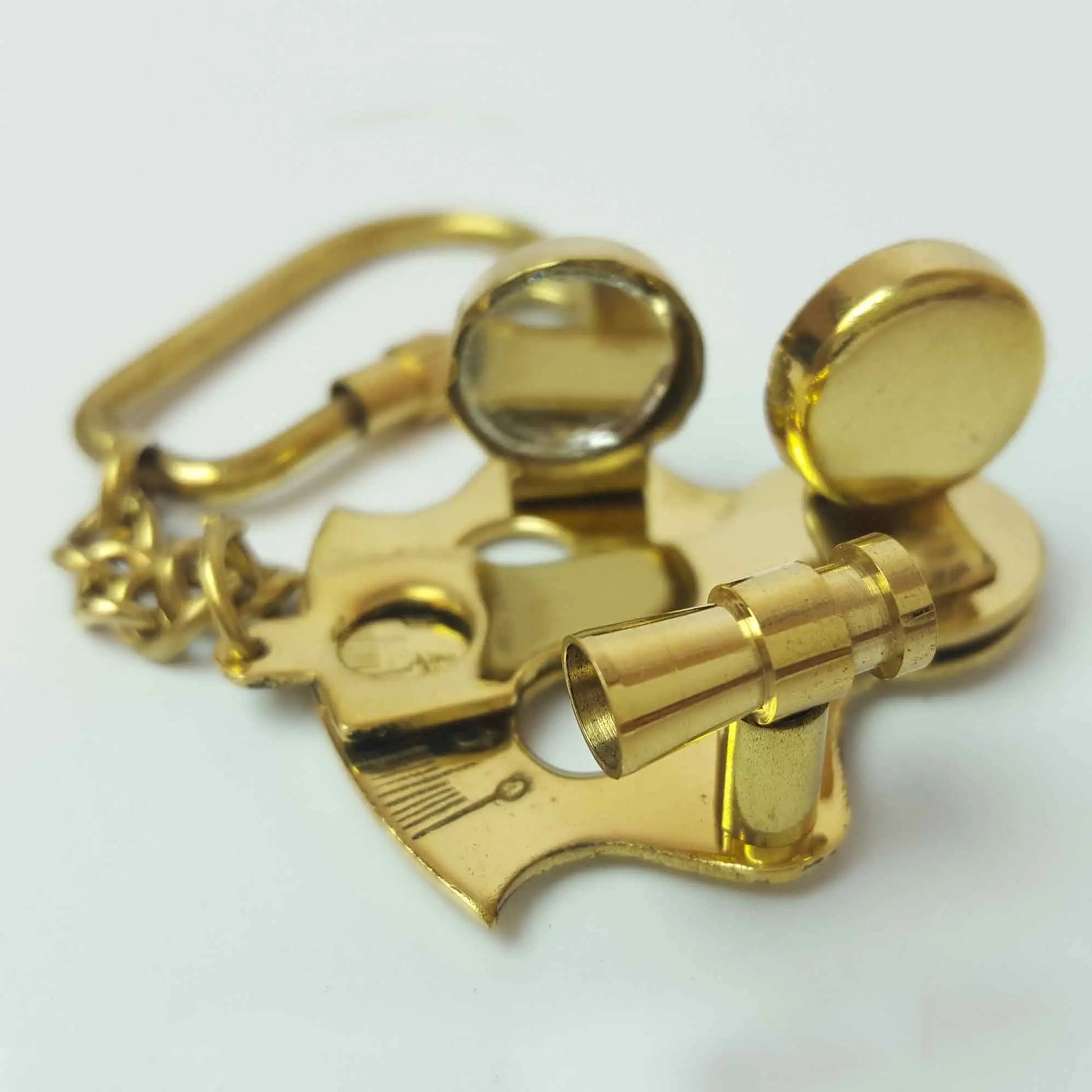 Sextant Solid Brass Nautical Keyring  Hooks Knobs 