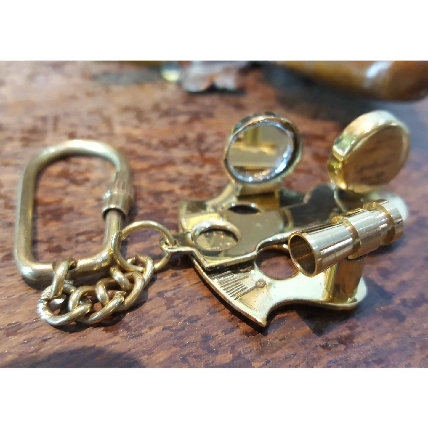 Sextant Solid Brass Nautical Keyring  Hooks Knobs 