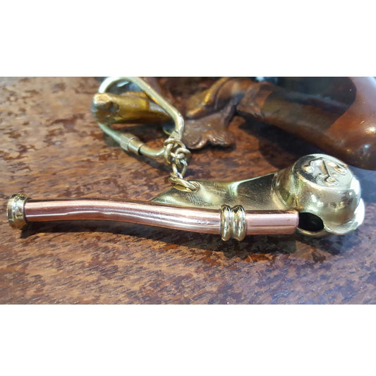 Boatswain Whistle Solid Brass Nautical Keyring  Hooks Knobs 